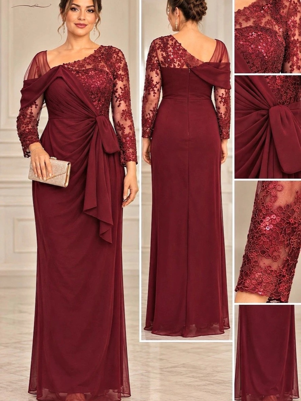 Floral Lace Maxi Dress Red Size 14